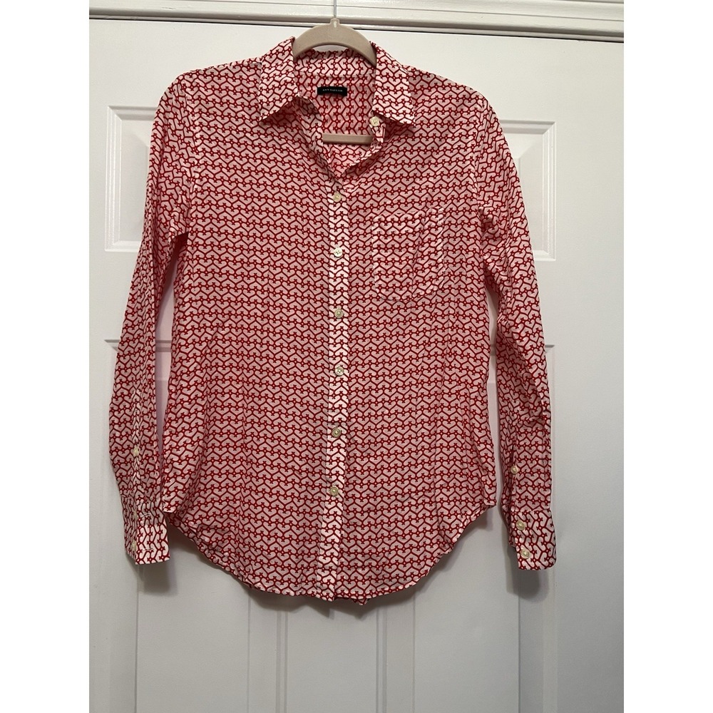 Ann Taylor‎ Loft Heart Button Long Sleeve Blouse Top Shirt Small Valentine's Day